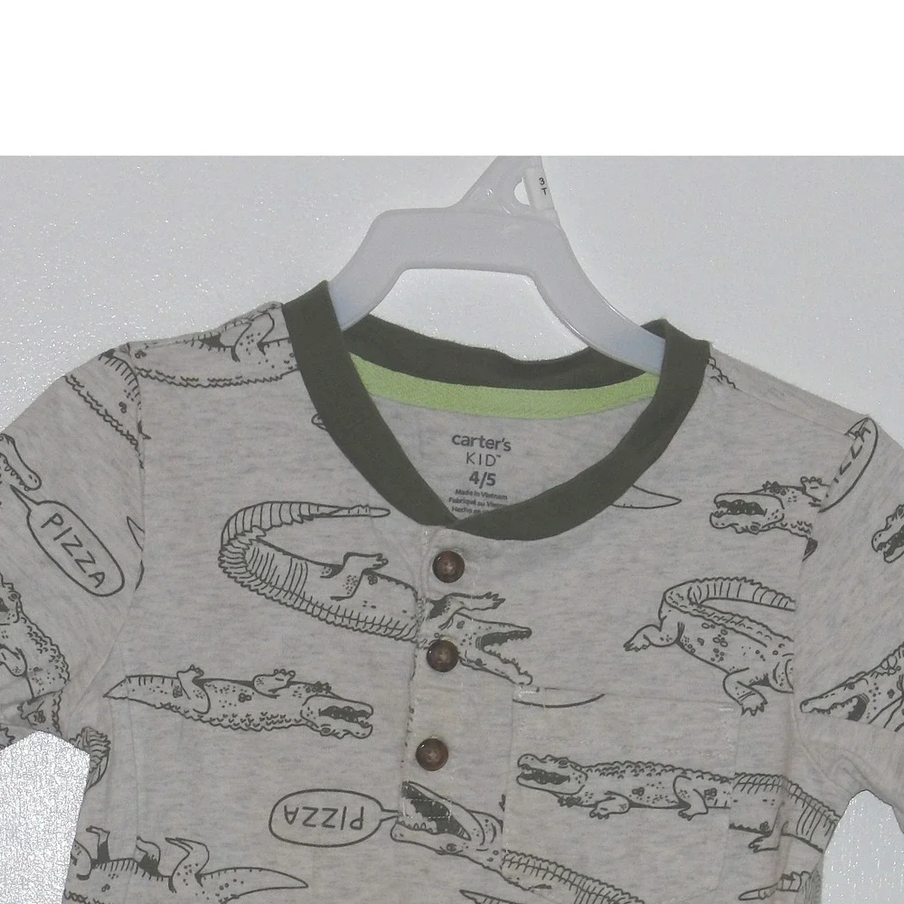 Carters Kids Graphic Tee Alligator Pizza Print Short Sleeve Top Sz‎ 4/5/ #5138
